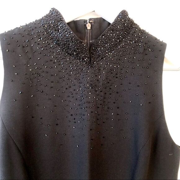Donna Morgan Beaded Black Sleeveless Sheath Size 6 - Picture 8 of 9